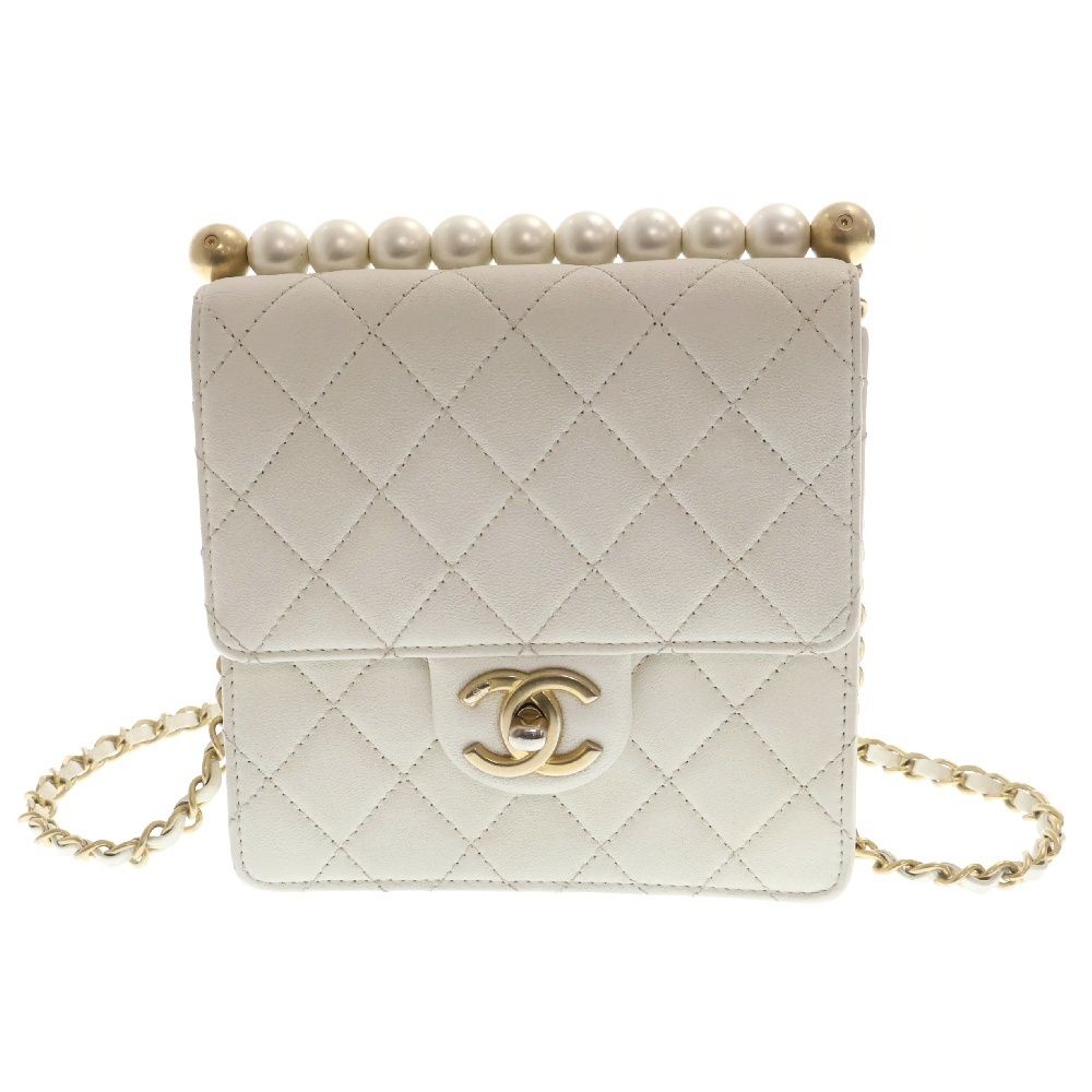 【瀬戸大橋店】 中古 CHANEL | シャネル ショルダーバッグ マトラッセ ゴートスキン パールチェーンショルダー AS0584 ホワイト 【122】 CHANEL - 【瀬戸大橋店】 中古 CHANEL | シャネル ショルダーバッグ