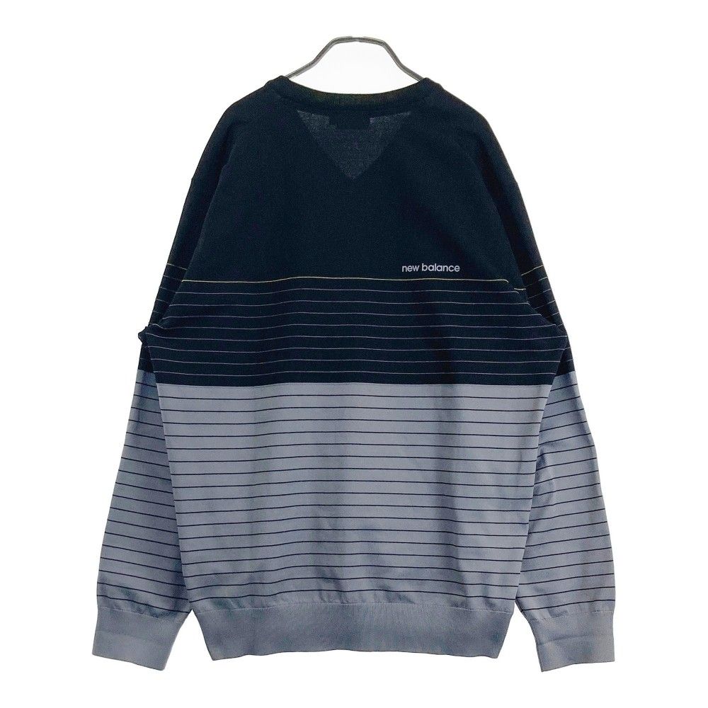 サイズ：6 NEW BALANCE GOLF ニューバランス  長袖ニットセーター ボーダー柄 ブラック系 [240101425650] ゴルフウェア メンズ ストスト NEW BALANCE GOLF ニューバランス 長袖ニットセーター ボーダー
