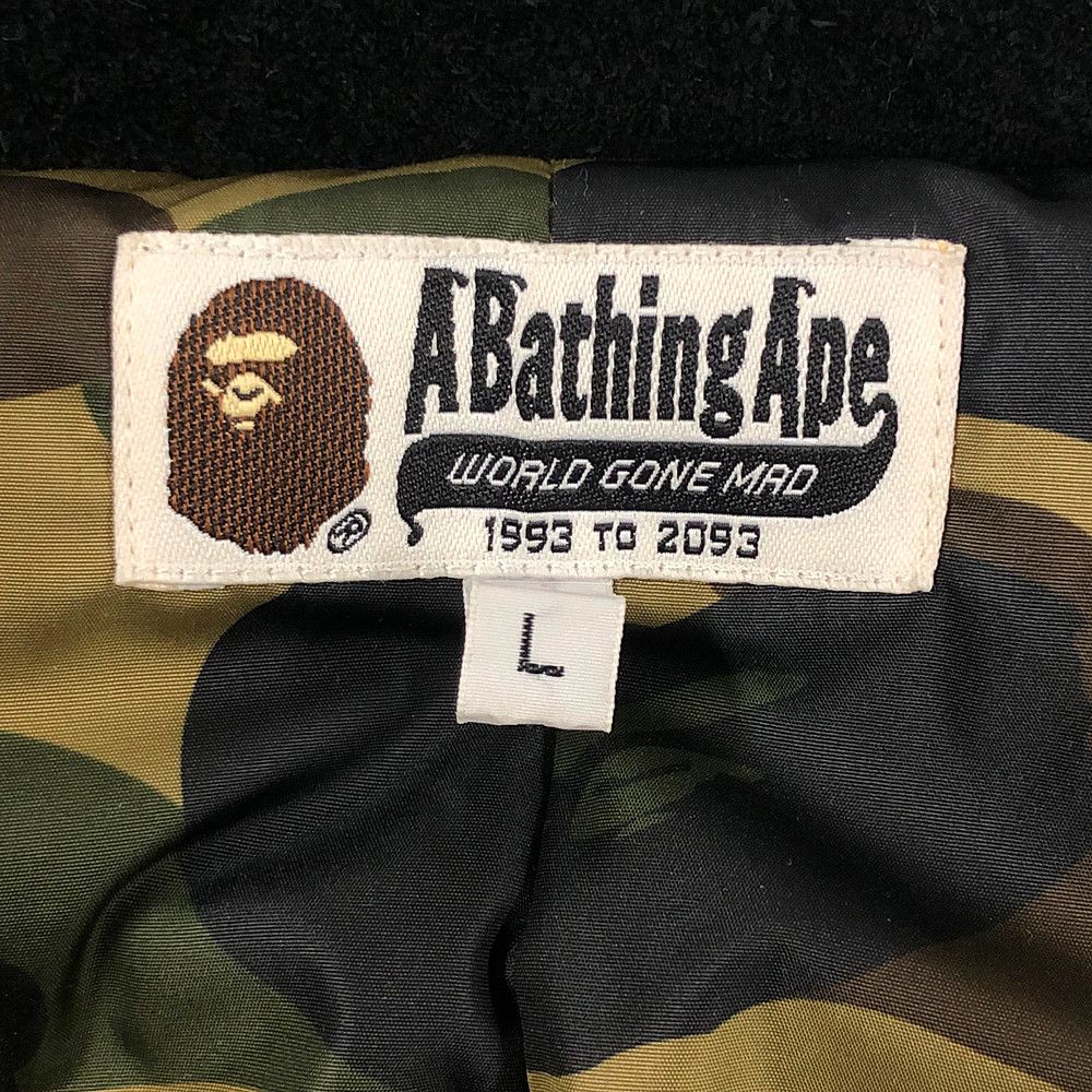 A BATHING APE アベイシングエイプ スウェード M-65 ダウンジャケット 黒/グリーンカモ サイズL 正規品 / 32989