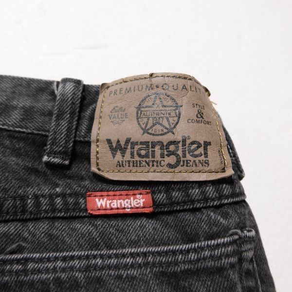 USA古着 wrangler ブラックデニムパンツ アメカジ 36×30 ワイド 90's USA製 ラングラー ブラック デニムパンツ (34×30) 黒