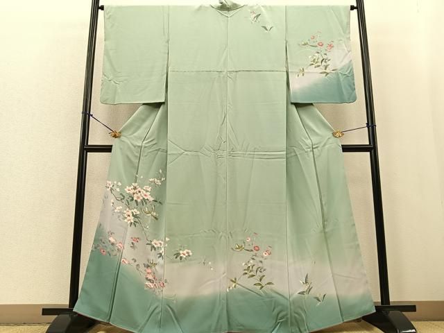 訪問着作家物 作家名入り 枝花文暈し染め正絹