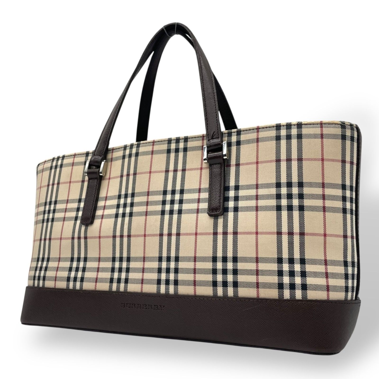 美品 BURBERRY バーバリー ノバチェック チェック柄 ハンドバッグ