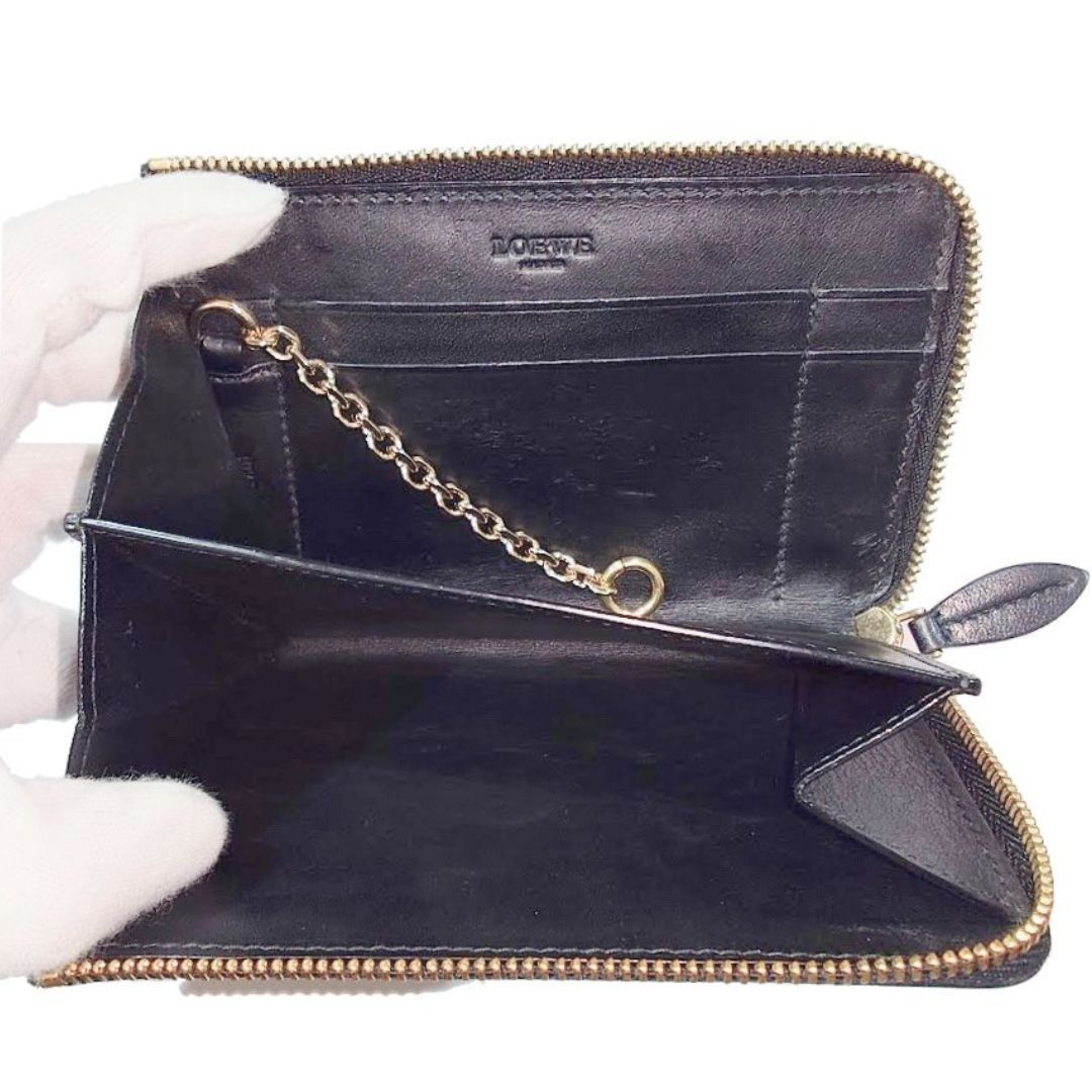 LOEWE　ロエベ　ビンテージ　アナグラム　レザー　まんまるコインケース　黒 LOEWE ロエベ アナグラム レザー ラウンド コインケース