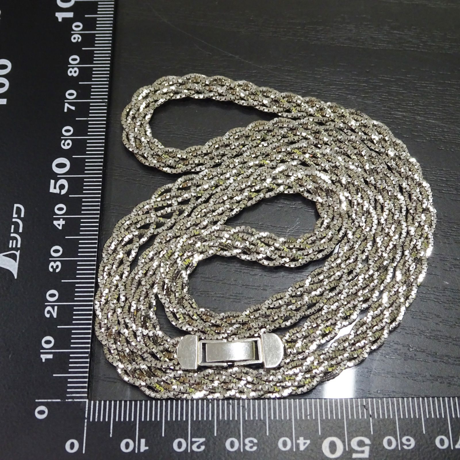 プラチナpt850 ボリューム 編み込み デザイン ロング ネックレス 60cm 