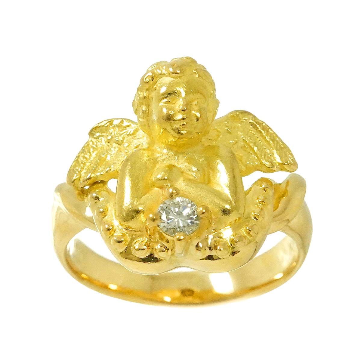 リング 11.5号 ダイヤ 0.10ct K18 YG イエローゴールド 750 指輪 Diamond Ring 90294955