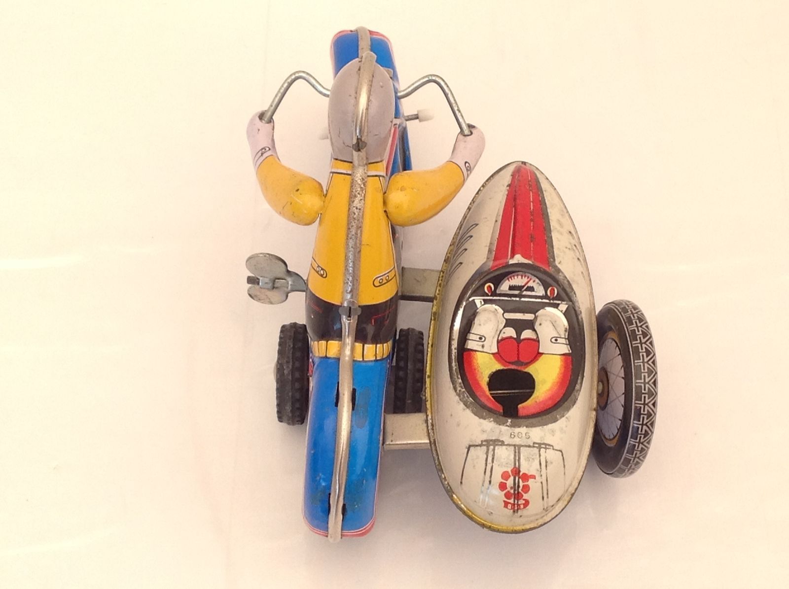 中古品】昭和レトロ おもちゃ ブリキ製 サイドカー付き
