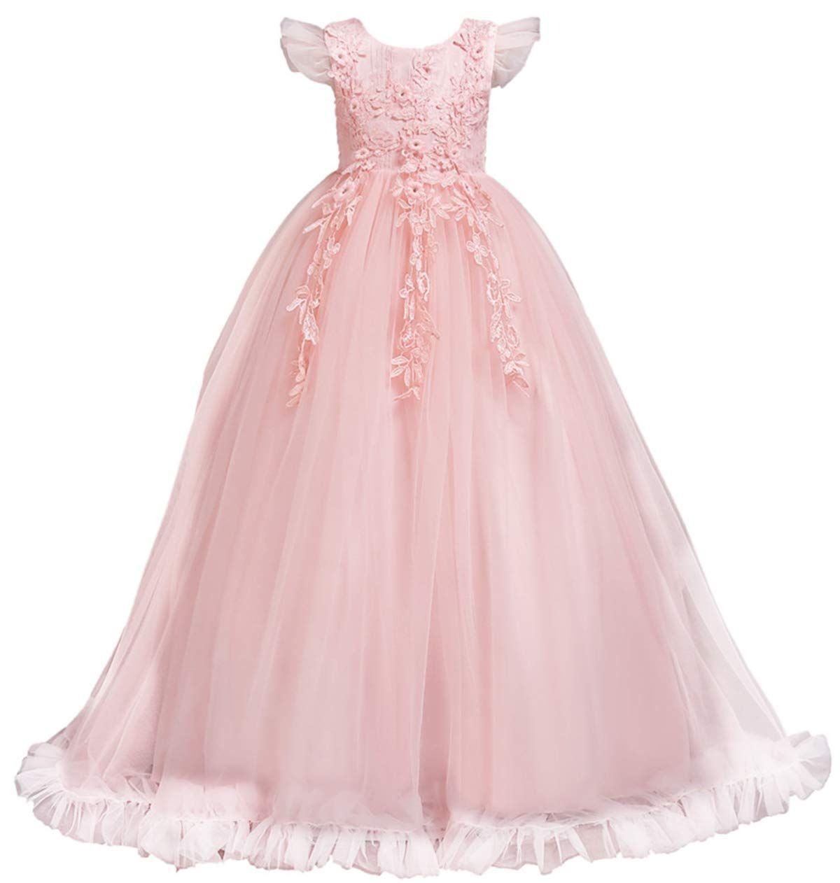 Size 170_Color ピンク AOIF 子供ドレス ロングドレス 女の子 ジュニア ピアノ 発表会 パーディー 演奏会 フォーマル 入園式 結婚式 ワンピース 120|130|140|150|160|170 20310