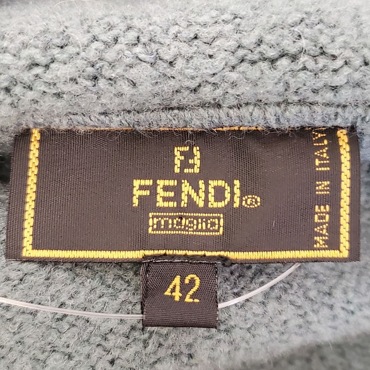 FENDI(フェンディ) 長袖セーター サイズ42 M レディース美品 - ブルーグリーン×カーキ 部分ベロア - メルカリ