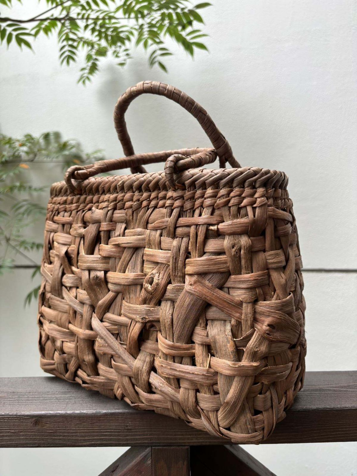 国産山葡萄カゴバック(手作り) 国産山葡萄 山葡萄かごバッグ 手作り 籠バッグ 乱れ編み 内布あり 和服