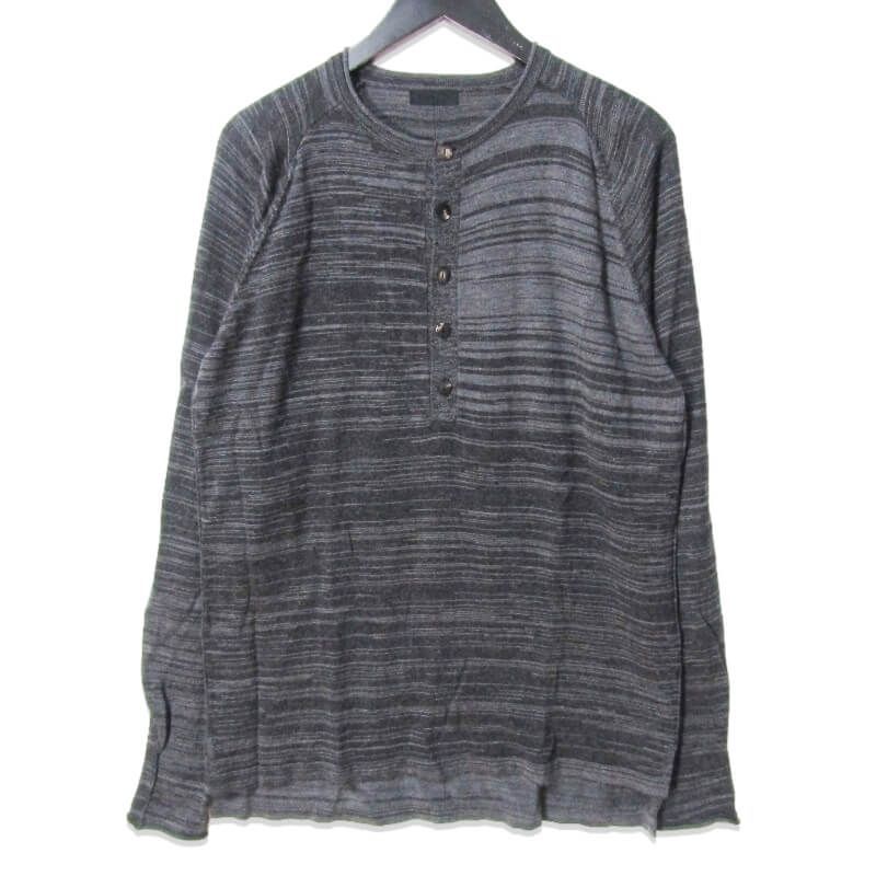 DEVOA デヴォア 長袖Tシャツ ヘンリーネック メリノウール 麻 ナイロン グレー 3 27109114