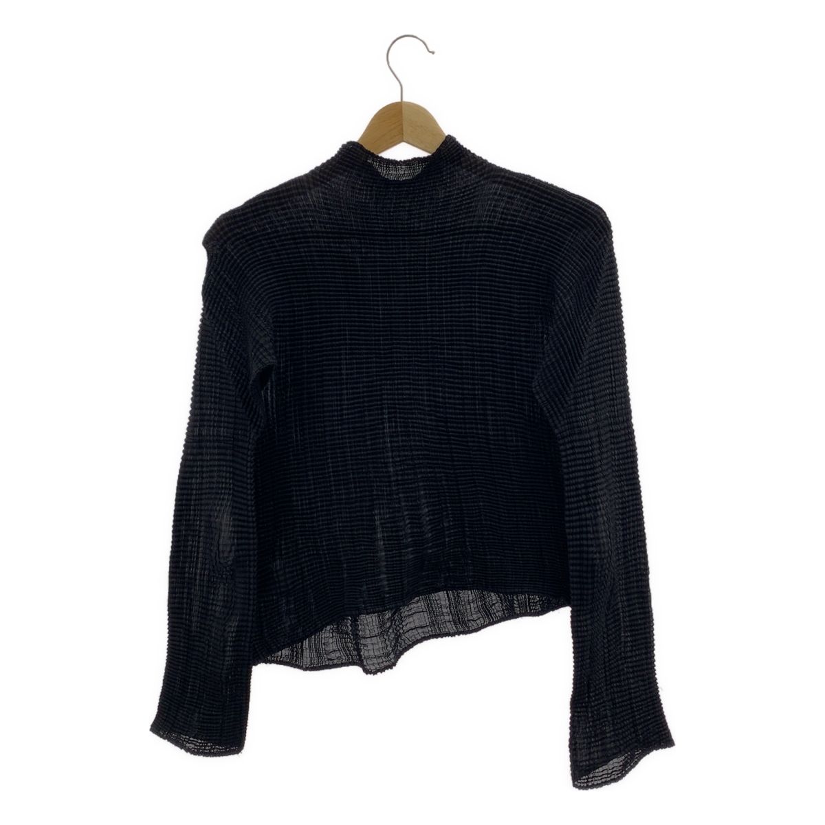 ISSEY MIYAKE FETE / イッセイミヤケフェット | シワ加工 プリーツ プルオーバー トップス | 2 | ブラック | レディース ISSEY MIYAKE FETE / イッセイミヤケフェット | シワ加工 プリーツ