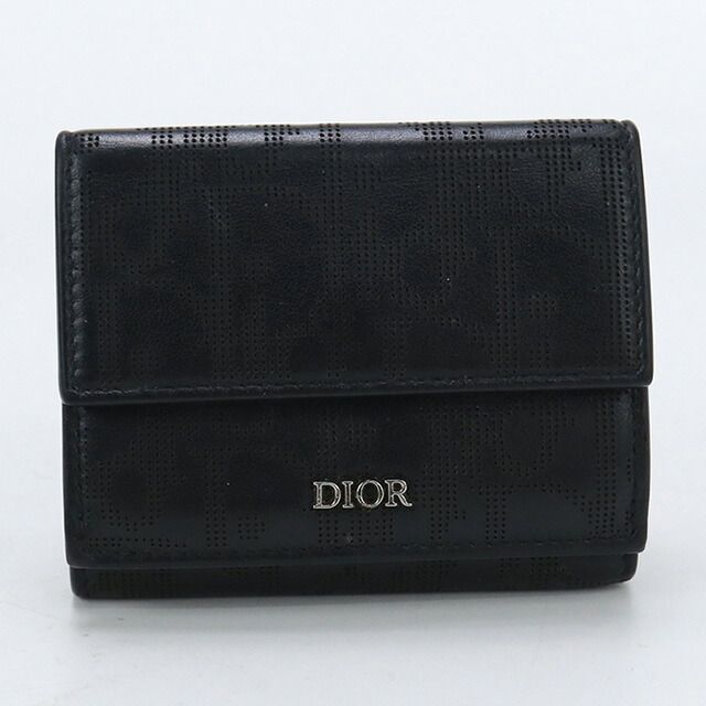 未使用級◇クリスチャンディオール 三つ折り財布 オブリーク