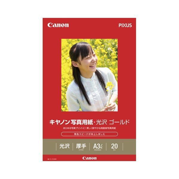 （まとめ） キヤノン Canon 写真用紙・光沢 ゴールド 印画紙タイプ GL-101A3N20 A3ノビ 2310B009 1冊（20枚）