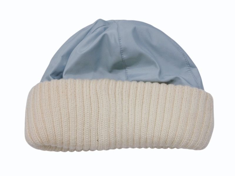 CHANEL シャネル スポーツライン ニット帽 ココマーク ポリエステル エラスタン アイボリー ブルー サイズM 4b007238