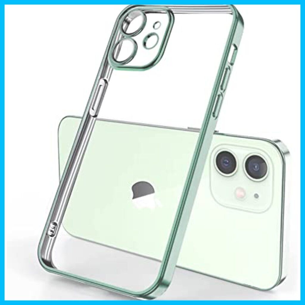 iPhone 12ケースメッキ スマホケース iphone12用超薄型の高級12カバー レンズオールインクルー透明耐衝撃（iphone 12  アップルグリーン) 色: アップルグリーン