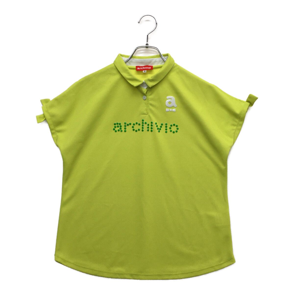 中古 レディース アルチビオ archivio 半袖ポロシャツ 40(L) 黄緑系 リボン