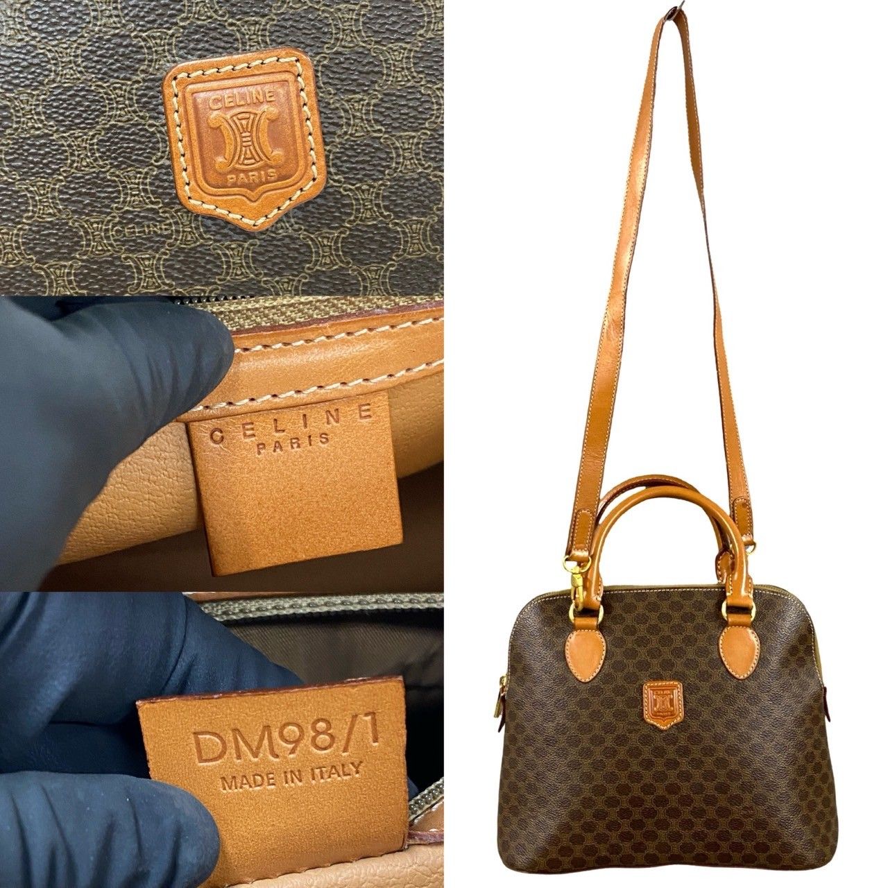 ほぼ未使用 CELINE セリーヌ マカダム ブラゾン 柄 トリオンフ ロゴ