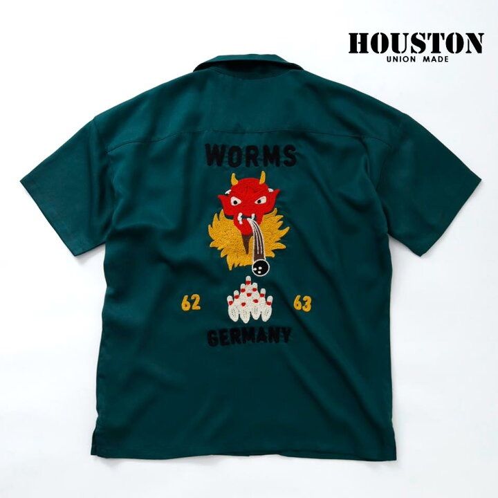 HOUSTON ヒューストン ボーリングシャツ チェーンステッチ刺繍 XL LL HOUSTON ヒューストン ボーリングシャツ カークラブ ホット