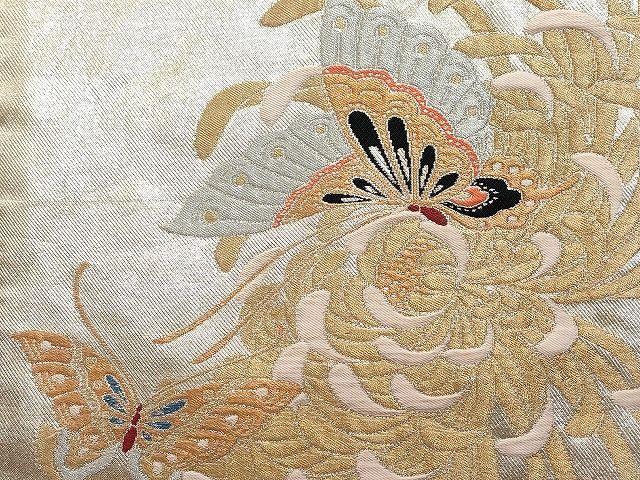 開き名古屋帯　名古屋帯　正絹　金糸　銀糸　扇　人物　平安時代　着物　074tz 開き名古屋帯 名古屋帯 正絹 金糸 銀糸 扇 人物 平安時代 着物 074tz