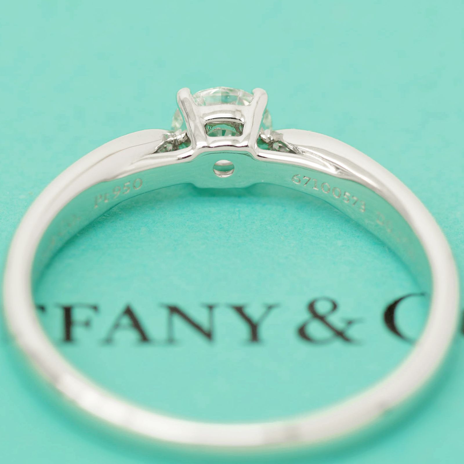 Pt950 Tiffany ダイヤモンド リング 約9号 0.27ct/F/VVS2/EXCELLENT 