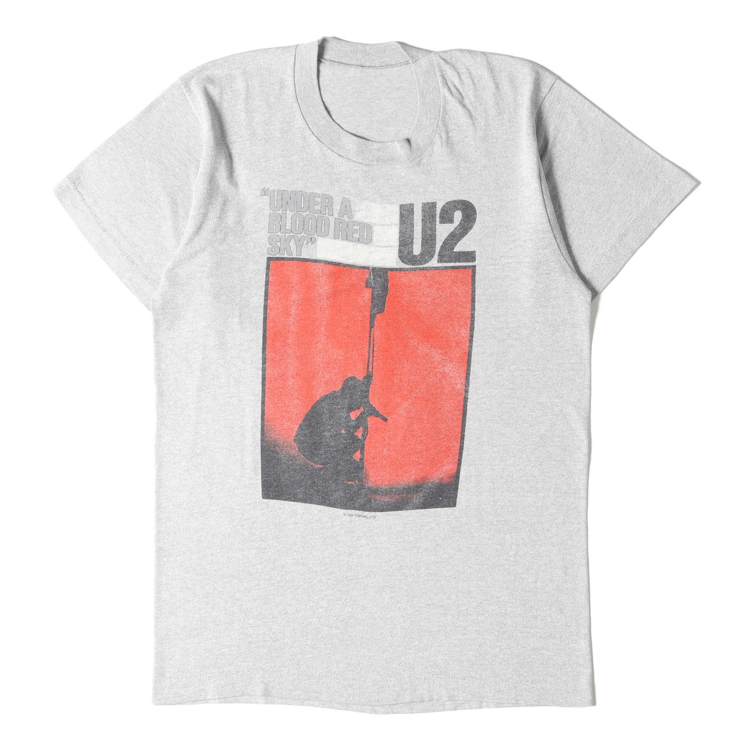 Vintage Rock Item ヴィンテージ ロック アイテム 80s U2 Under a Blood Red Sky クルーネック Tシャツ  ヘザーグレー 詳細参照(L位) ブラッド・レッド・スカイ トップス カットソー 半袖 古着 バンド バンT