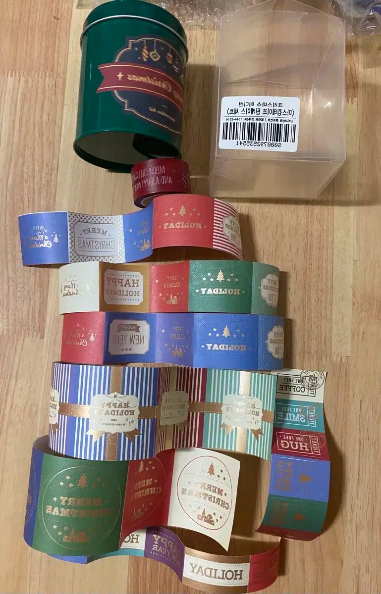 クリスマス ブリキケース+ステッカー+マスキングテープ