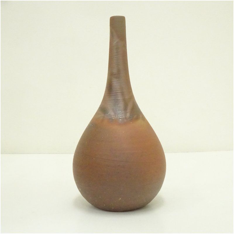 備前焼 伊勢崎満造 火襷細口花入（共箱） 花入れ 茶道 茶道具