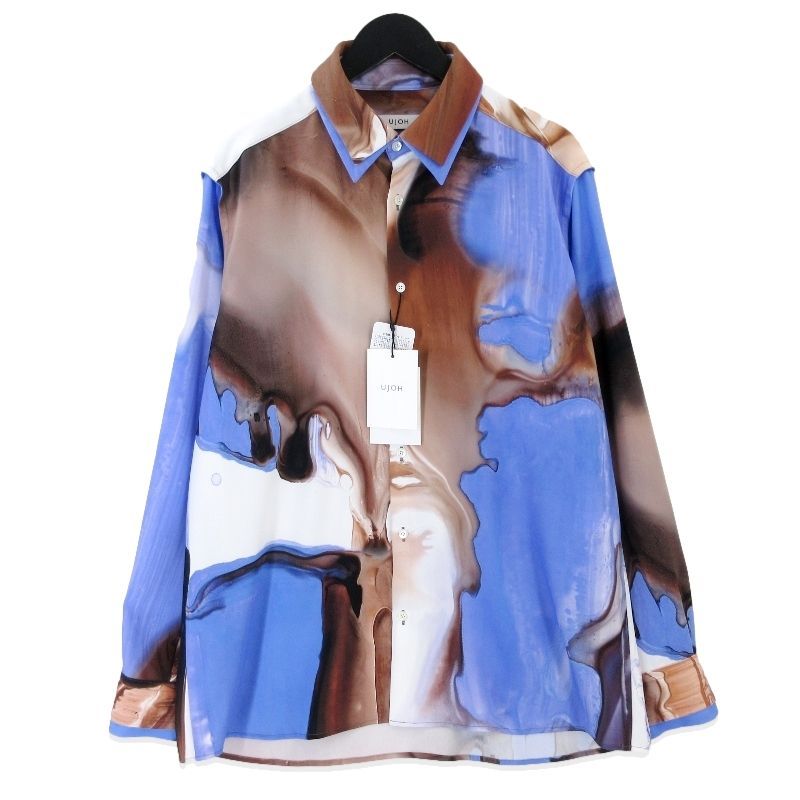未使用 UJOH ウジョー W Collar Shirt M754-B56-903 KANAKO SASAKI ダブルカラー 長袖シャツ 総柄 プリント マルチ 4 タグ付き20019917