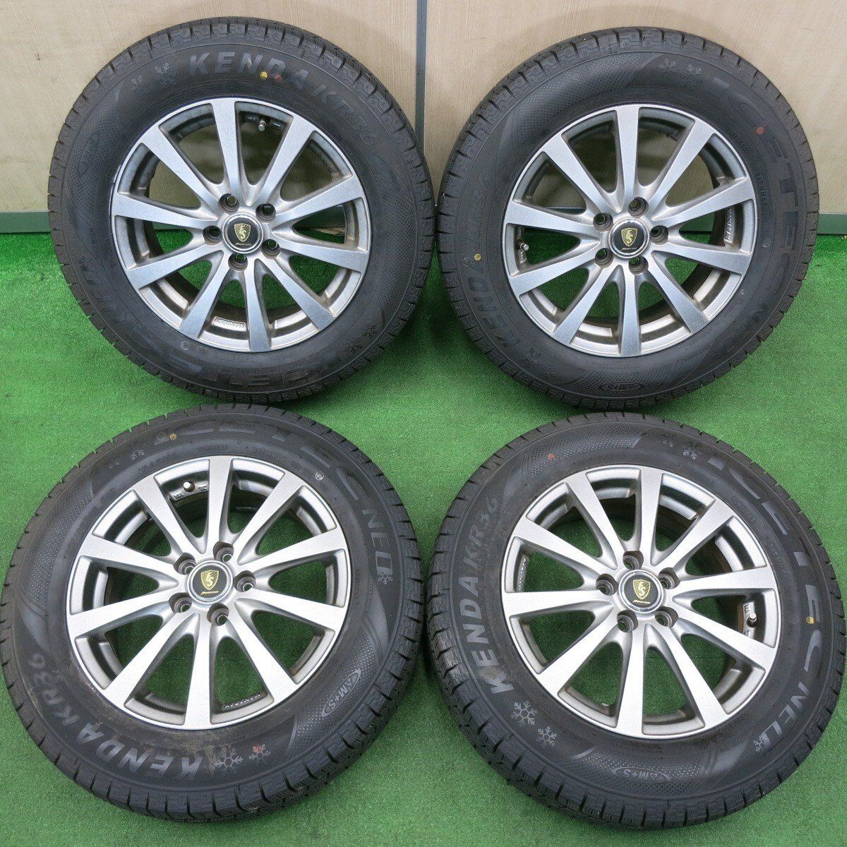 バリ溝 22年 9.5分以上 プリウス等 195 65R15 スタッドレス ケンダ KR36 アイステック ネオ MANARAY SPORT マナレイ 15インチ PCD100 5H 4121604TNス