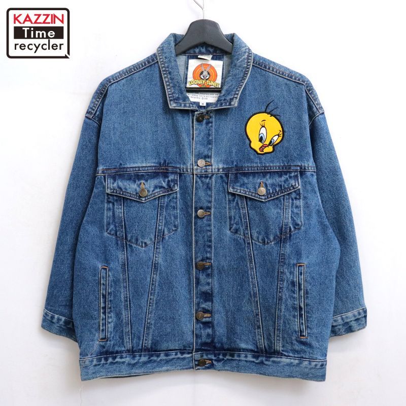 90s ルーニーテューンズ Looney Tunes トゥイーティー デニムジャケット メンズ 表記Mサイズ