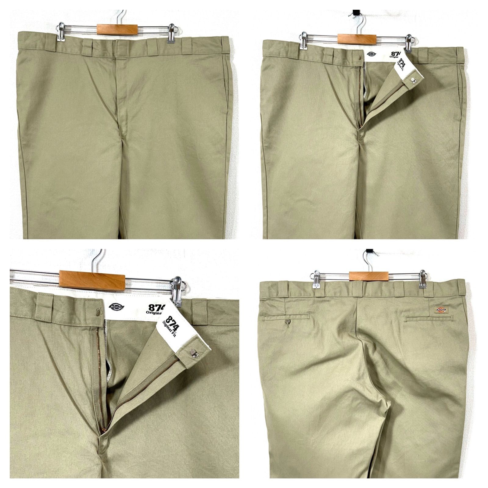 USA製ディッキーズワークパンツw48ベージュカーキ古着TALONタロンジッパー