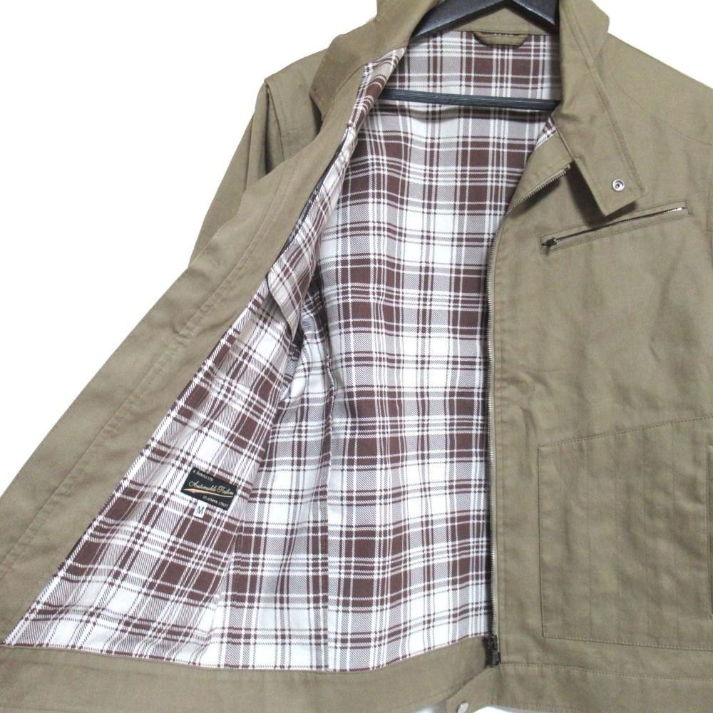 美品 dunhill ダンヒル チェック柄ライニング 撥水 ジップアップ スイングトップ ジャケット ブルゾン Mサイズ ベージュ メンズ 古着 中古 USED