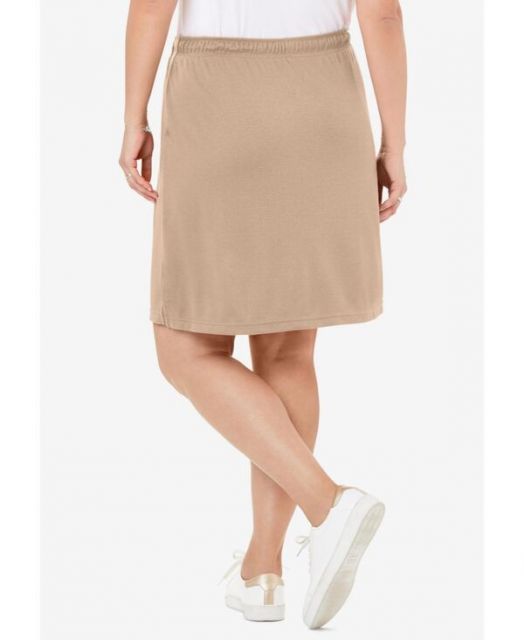 ウーマン ウィズイン レディース スカート ボトムス Plus Size Within Sport Knit Skort New khaki