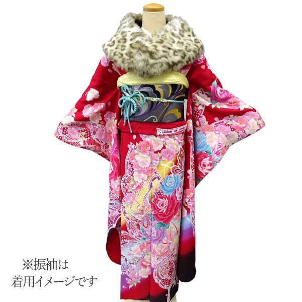 浴衣着物 ヒョウ柄 振袖 中振袖 成人式 ヒョウ柄 ハート 柄 モダン着物 美品 ヤマダウェブコム