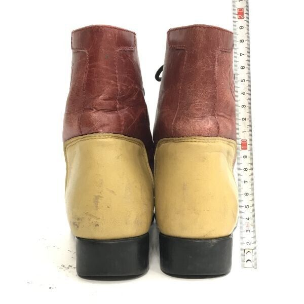 本革|キルトタン|ウエスタンブーツ 23.0-24.0程度|赤×ベージュ