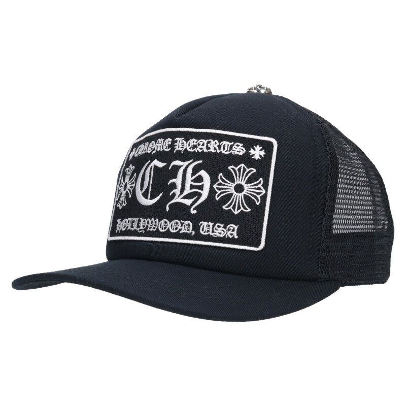 クロムハーツ トラッカーキャップ パッチクロスボール ブラック クリーニング済 CHROME HEARTS クロムハーツ セメタリークロスパッチトラッカー