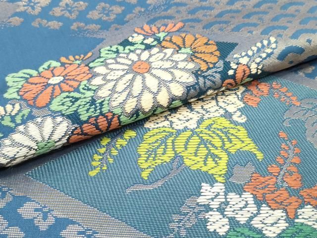 平和屋着物○西陣 川島織物 九寸開き名古屋帯 唐織 松皮菱