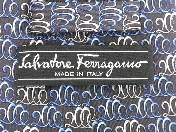 ■新品■未使用■ Salvatore Ferragamo フェラガモ シルク100% 総柄 ネクタイ ビジネス 紳士 メンズ ブルー系×グレー系 CC1415 □新品□未使用□ Salvatore Ferragamo フェラガモ シルク100% 総柄