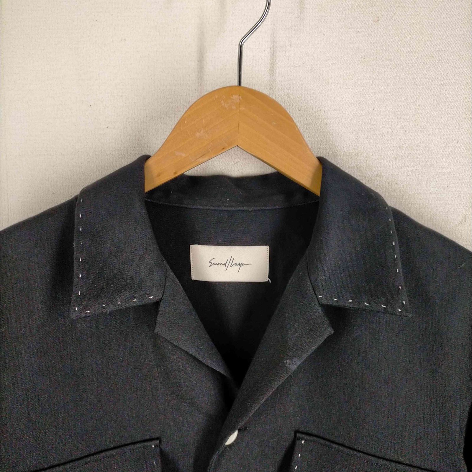 セカンドレイヤー second layer レーヨン混オープンカラー半袖シャツ