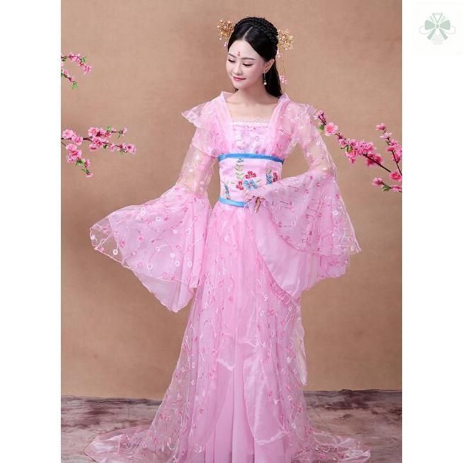 中国風コスプレ衣装 唐時代引き裾振袖舞台衣装 刺繍入り豪華な漢服唐装 イベントステージ衣装 マキシ丈チャイナドレス 華流風舞台撮影 LLC-HASEGAWATOSO_COM