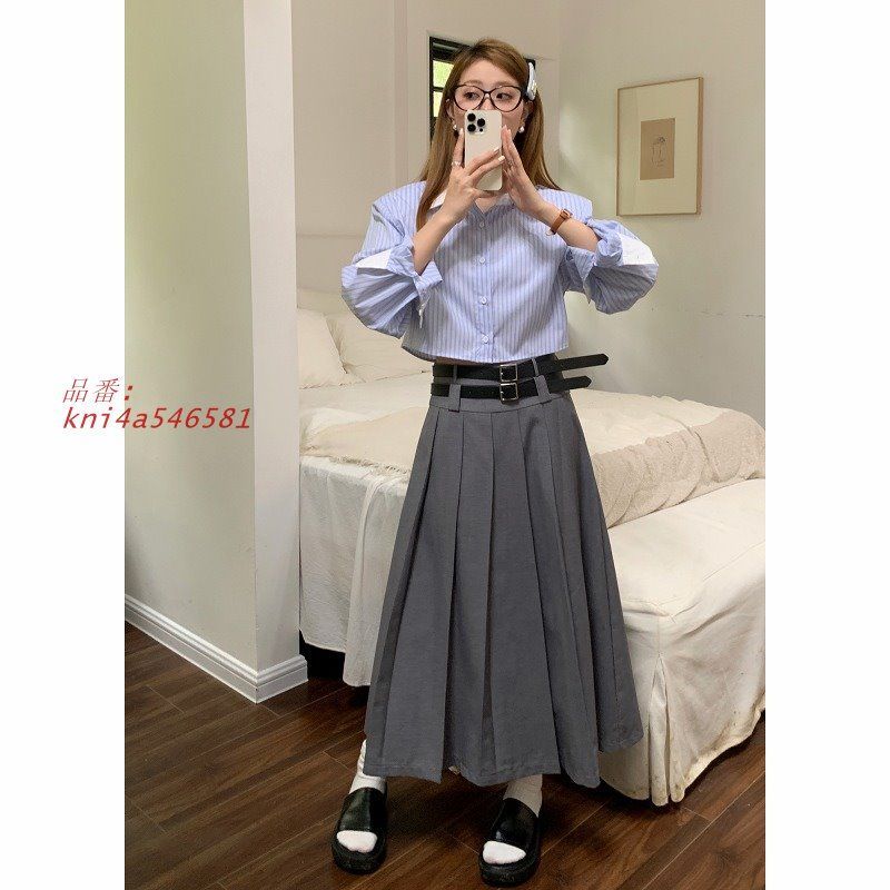 プリーツロングスカート韓国ギャルファッ kni4a546581