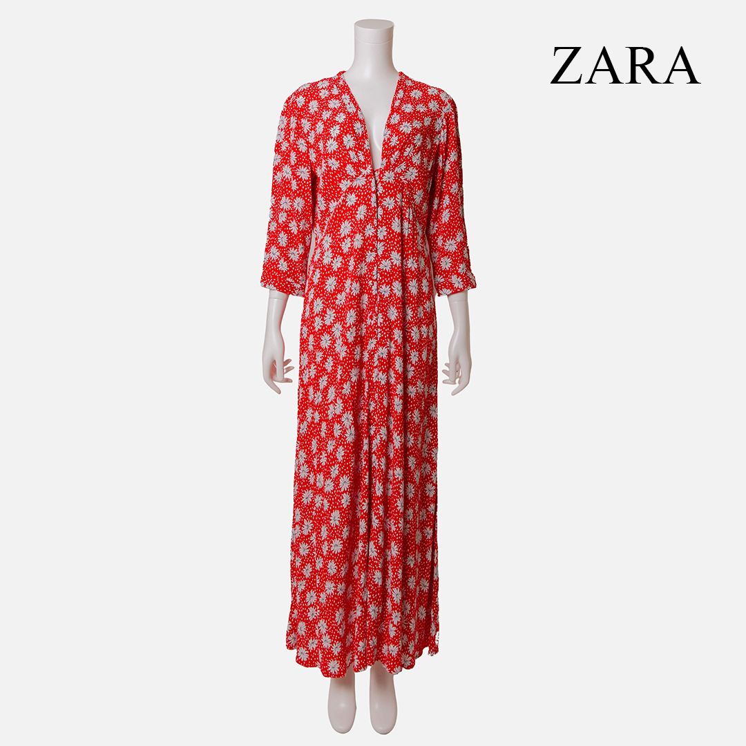 ZARAの花柄 ロングワンピース