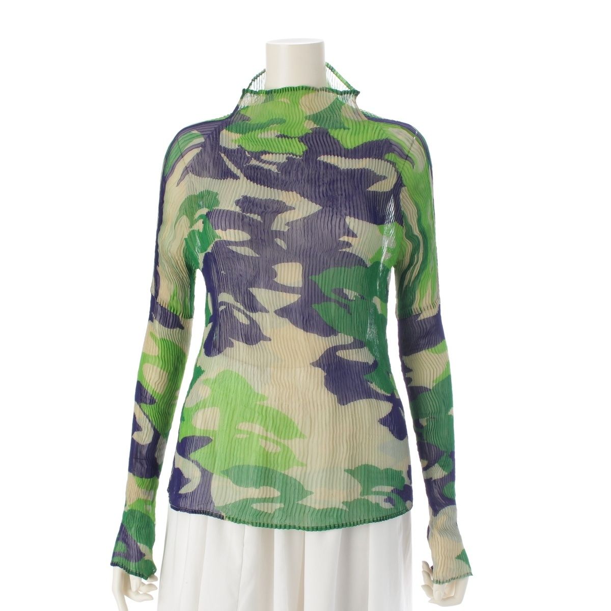 イッセイミヤケ フェット ポリエステル カモフラージュ 総柄 ボトルネック シアー 長袖 トップス IF72FJ319 マルチカラー 2