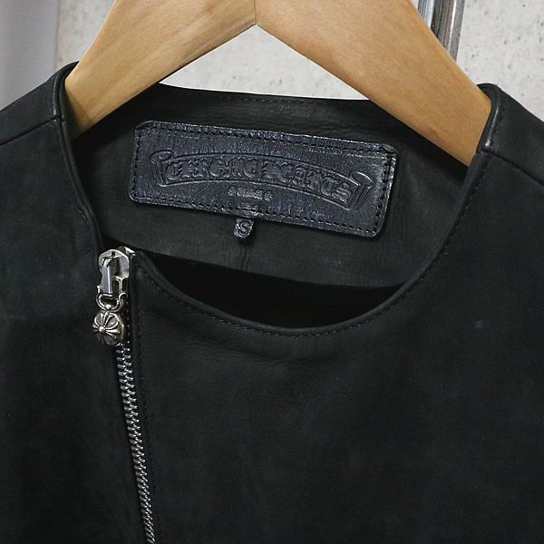 銀座店 クロムハーツ デスオアグローリー メンズ ジャケット ヌバック SV925 size:S 黒 93335