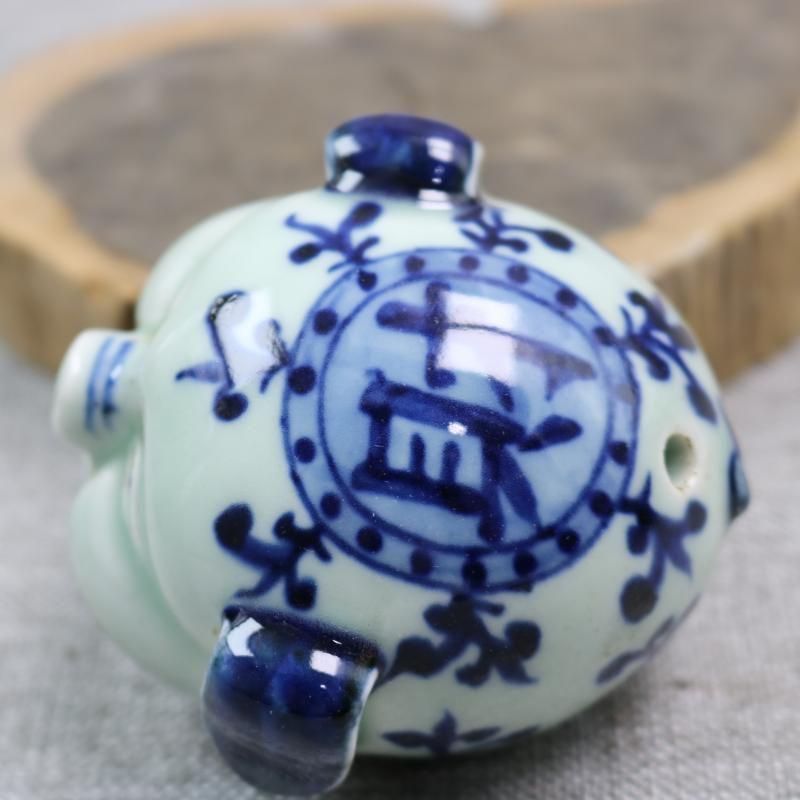 青磁満開片文房器 水滴 文房具  陶磁器  現代工芸品 美術品 装飾品 置物 元 青花鳳紋缶 景徳鎮 陶磁器 装飾品 現代工芸品 美術品 置物