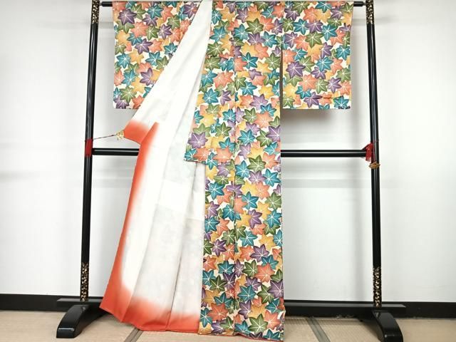 平和屋着物○上質な紬 よろけ麻の葉 正絹 逸品 未使用 AAAY0090zg