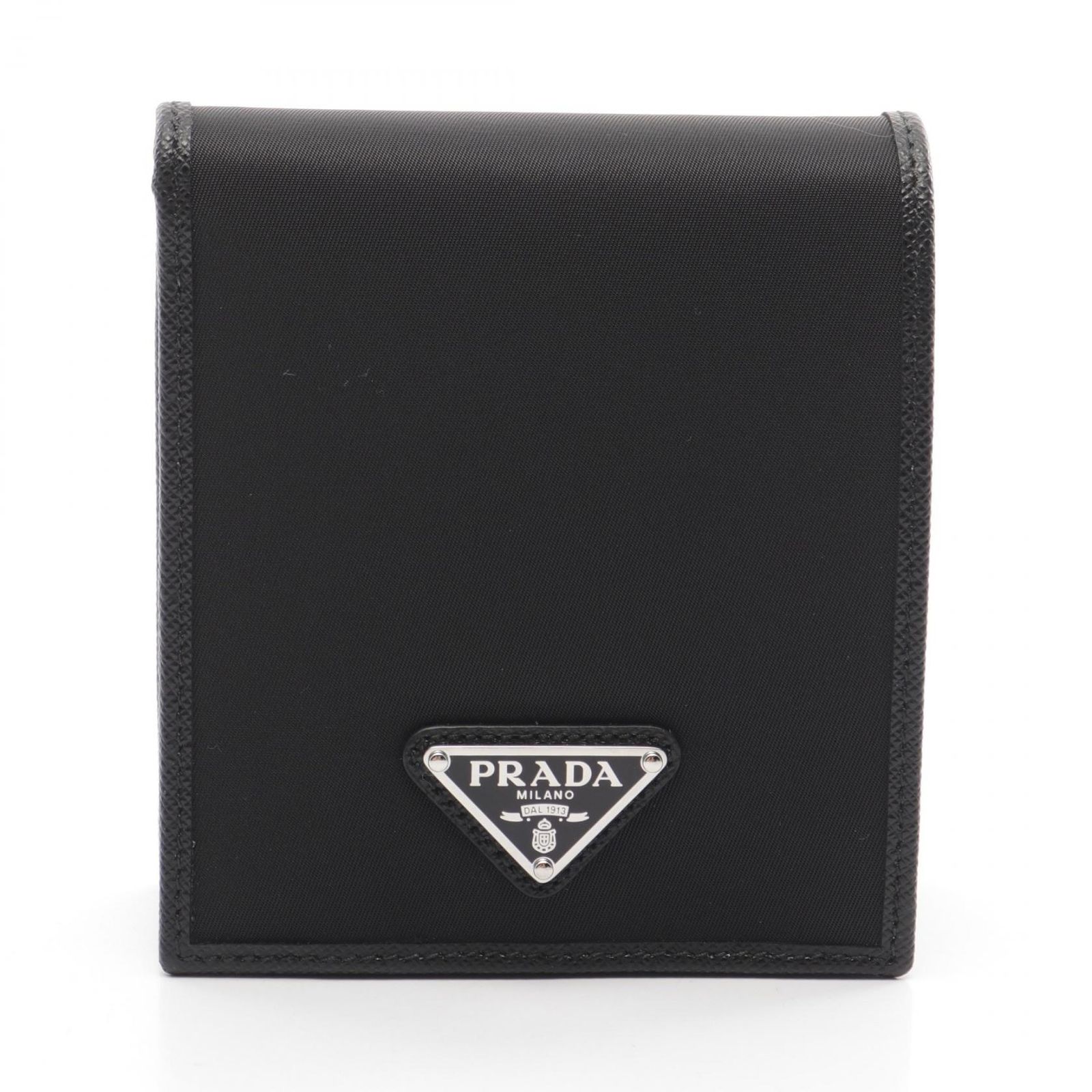 プラダ PRADA 二つ折り財布 TESSUTO SAFFIAN 2MO7382DMHF0002 ブラック ナイロン サフィアーノレザー 二つ折り財布 メンズ