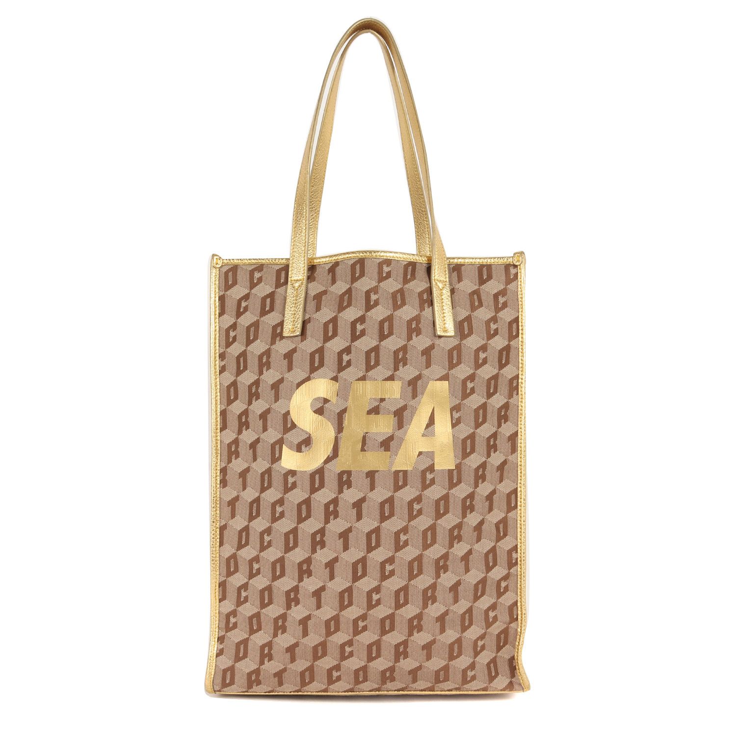 WIND AND SEA ウィンダンシー バッグ 21SS CORTO MOLTEDO コルト・モルテド モノグラム トートバッグ Monogram  Tote Bag ベージュ系 ゴールド ブランド コラボ カバン - メルカリ