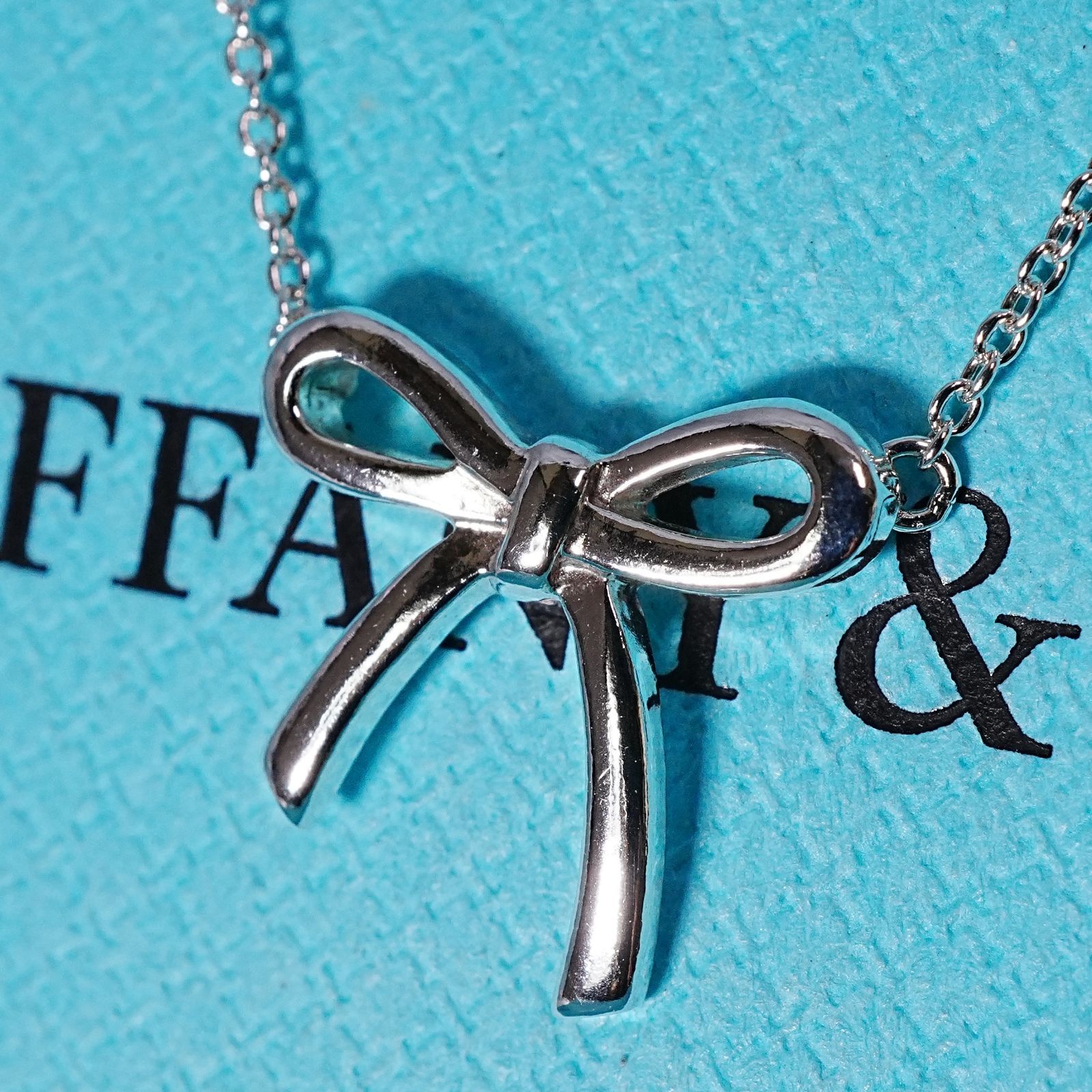 極美品 ティファニー リボン モチーフ ボウ ネックレス/25-1396S