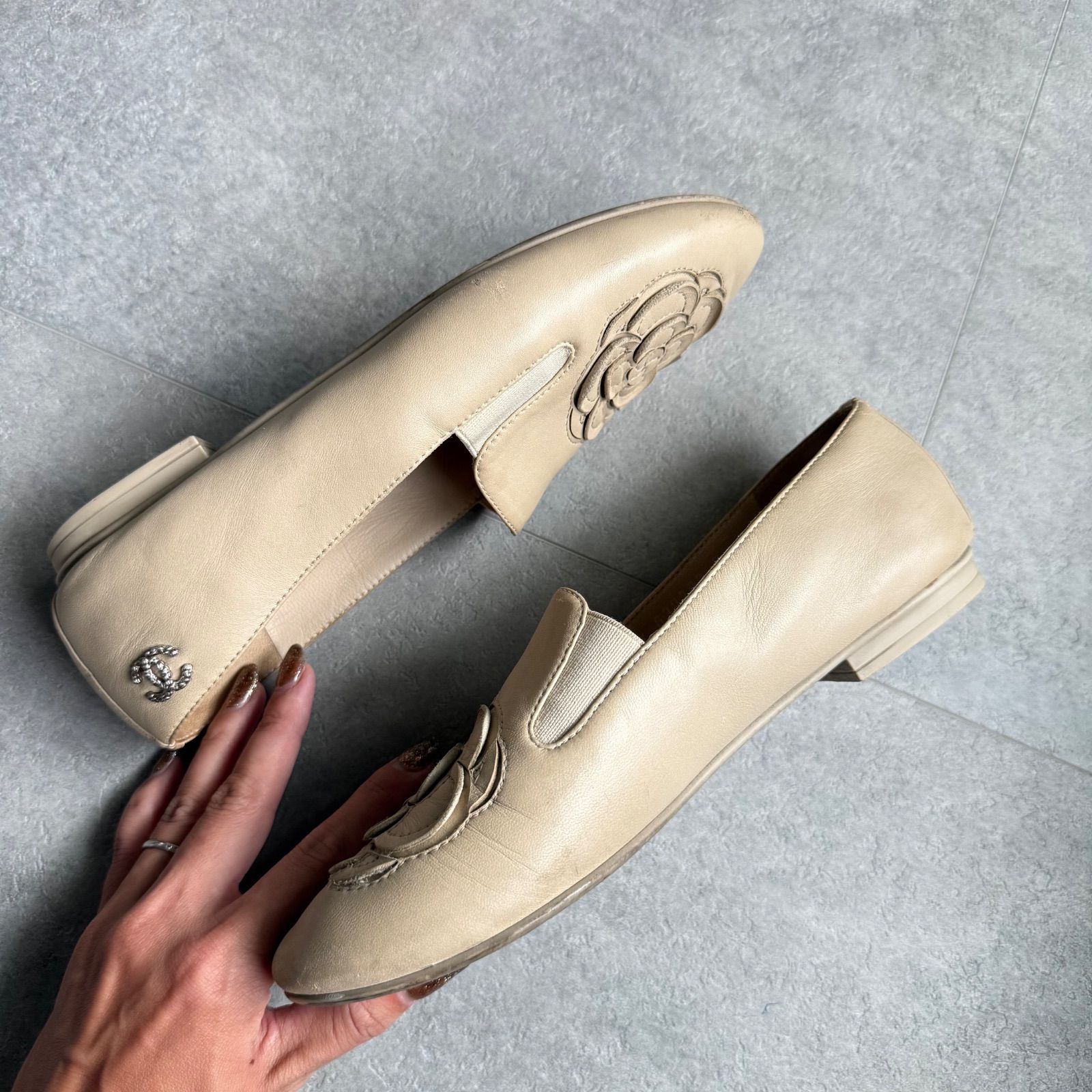 CHANEL シャネル ココマーク スニーカー フラットシューズ ゴールド 